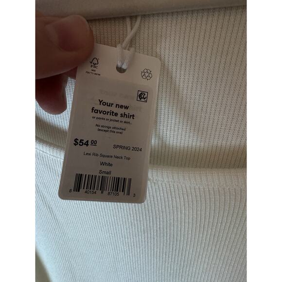 Marine Layer Lexi Rib White Ribbed Square Neck Tee Size S Tencel Blend NWT $54 - Picture 7 of 13
